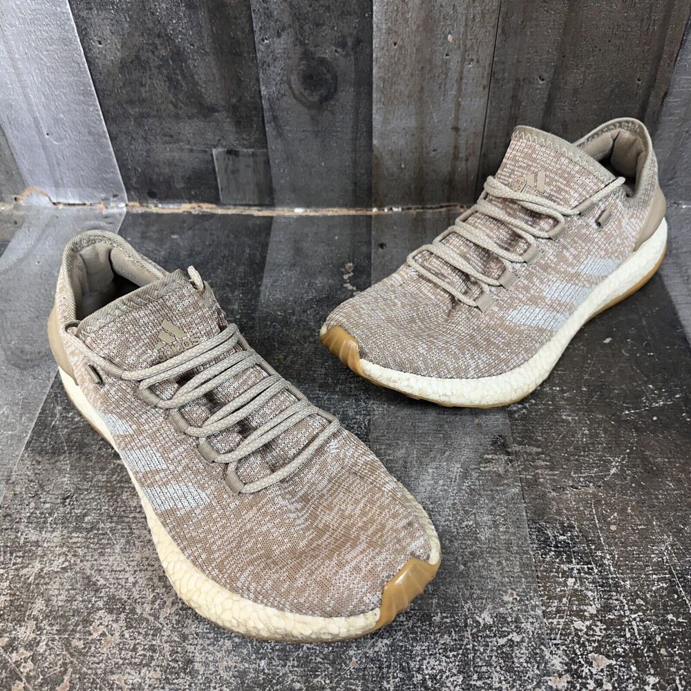 adidas Pure Boost Trace Khaki Men's 12 S81992 Athletic‎ Running Sneakers Oatmeal